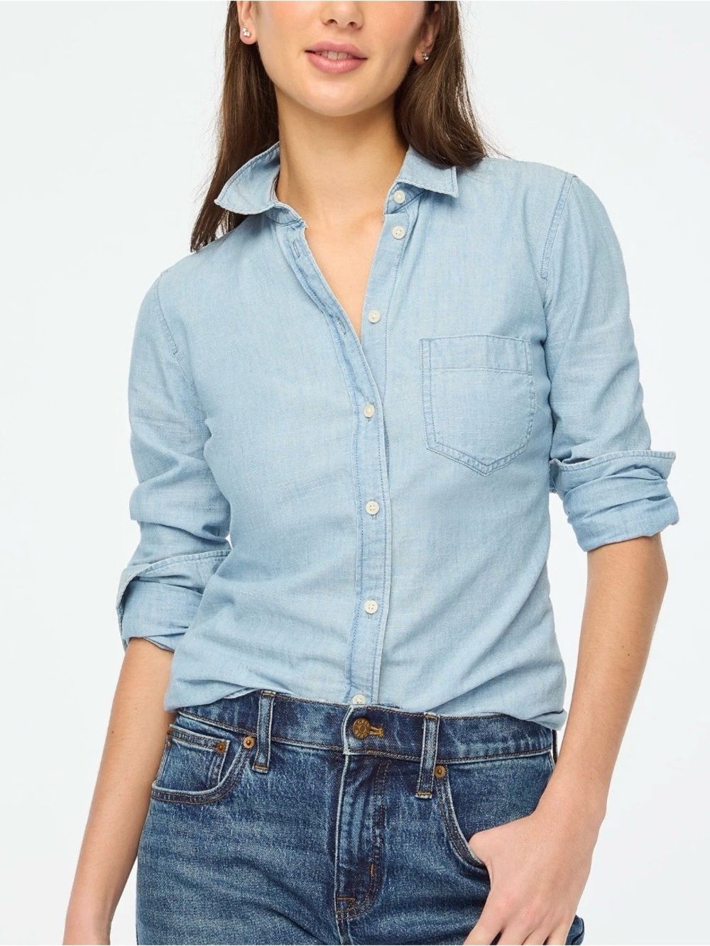 J.Crew Re-Imagined Chambray Button Front Shirt Size 24
